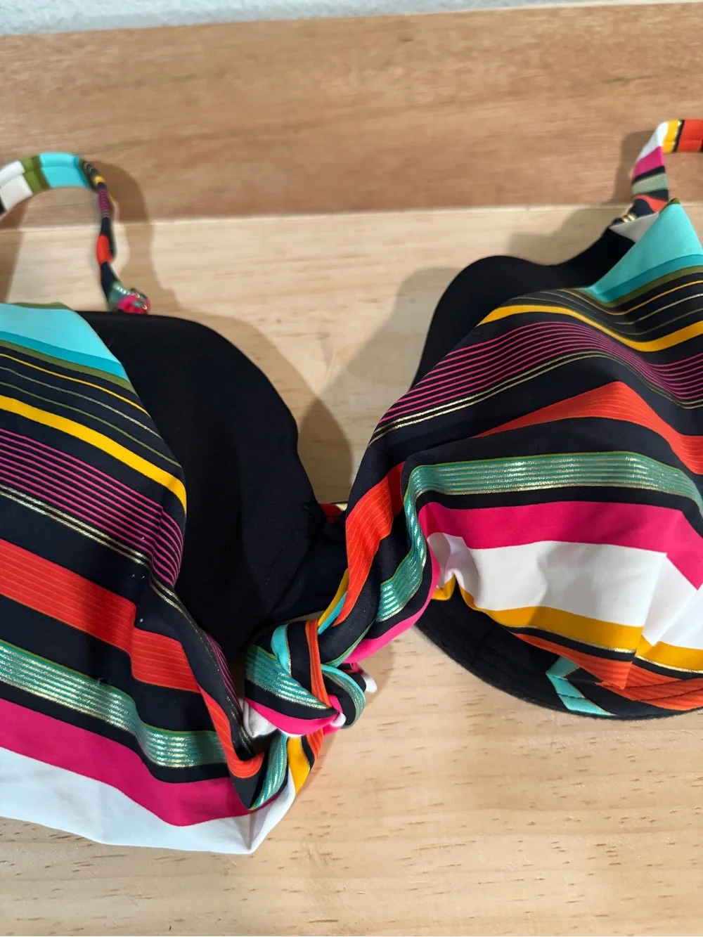 CAPTIVA Striped Multicolor twist front push up Underwire Bikini Top size small